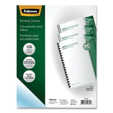 52311 Fellowes Transparent PVC Binding System Covers, 8-3/4" x 11-1/4", Clear, 100/Pack